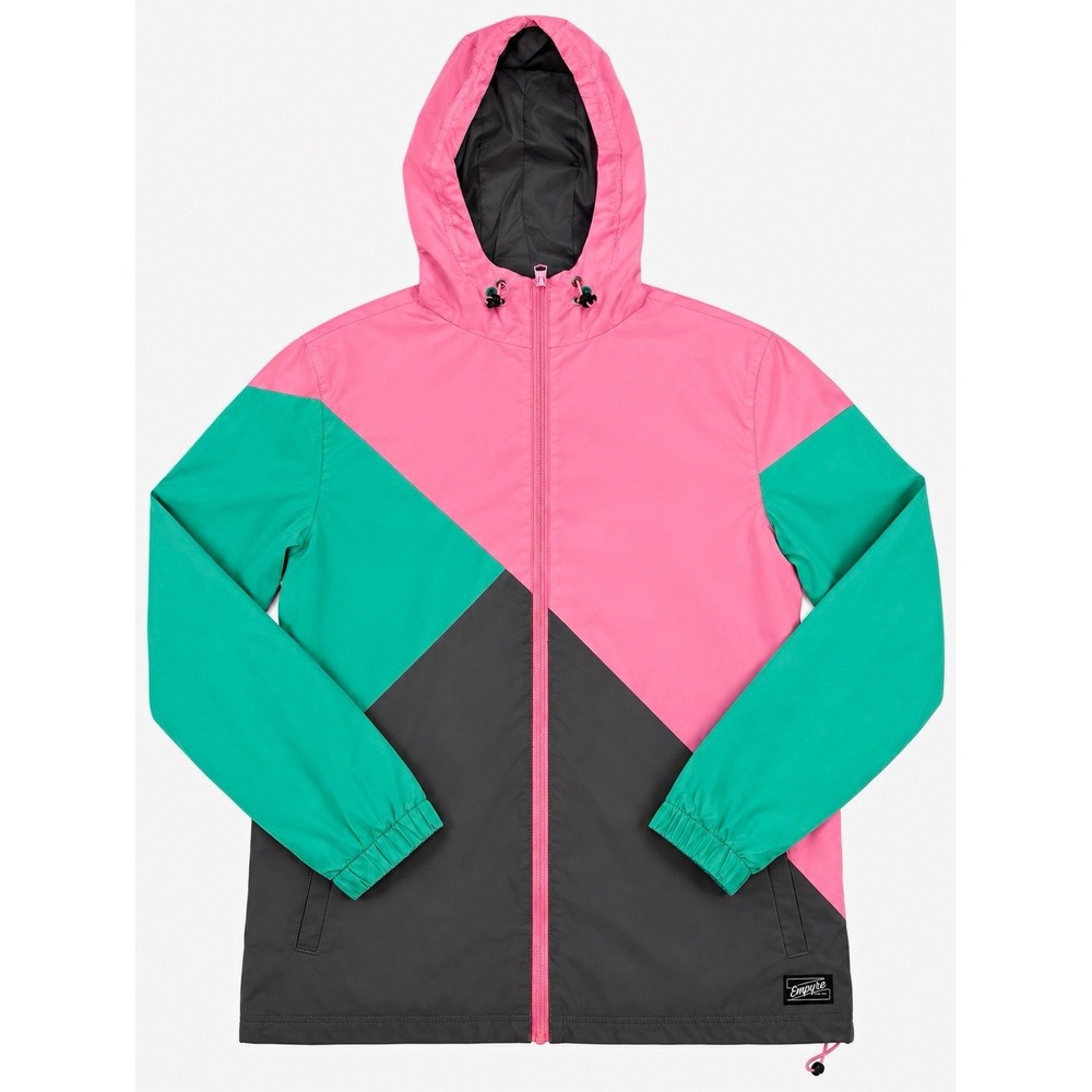 Empyre Mens M Colorblock Windbreaker Y2K Streetwear Hooded Zip Jacket
